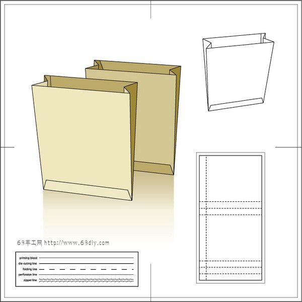 幾款實用的紙袋展開圖3
